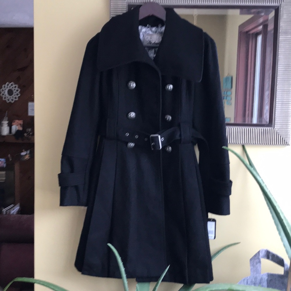 Black pea coat trench coat